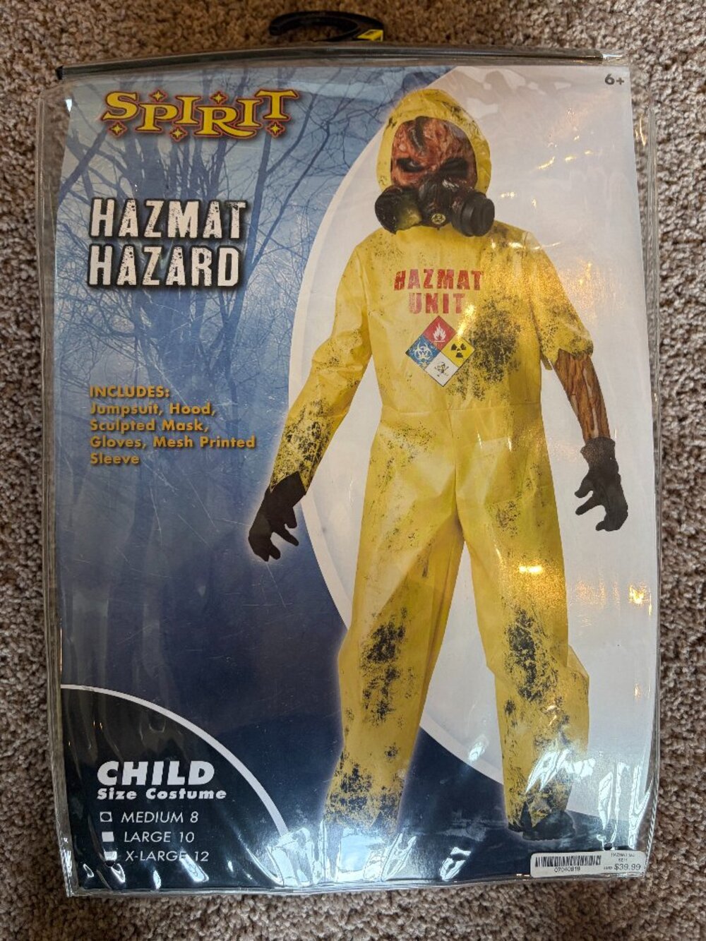 Spirit Halloween Hazmat Hazard Worker Costume in Yellow, Size 8 (Medium)